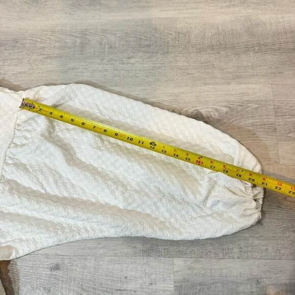 Ruffled White Mini Dress with Puffy Sleeves Size S - Summer Wedding Shower - Picture 14 of 16